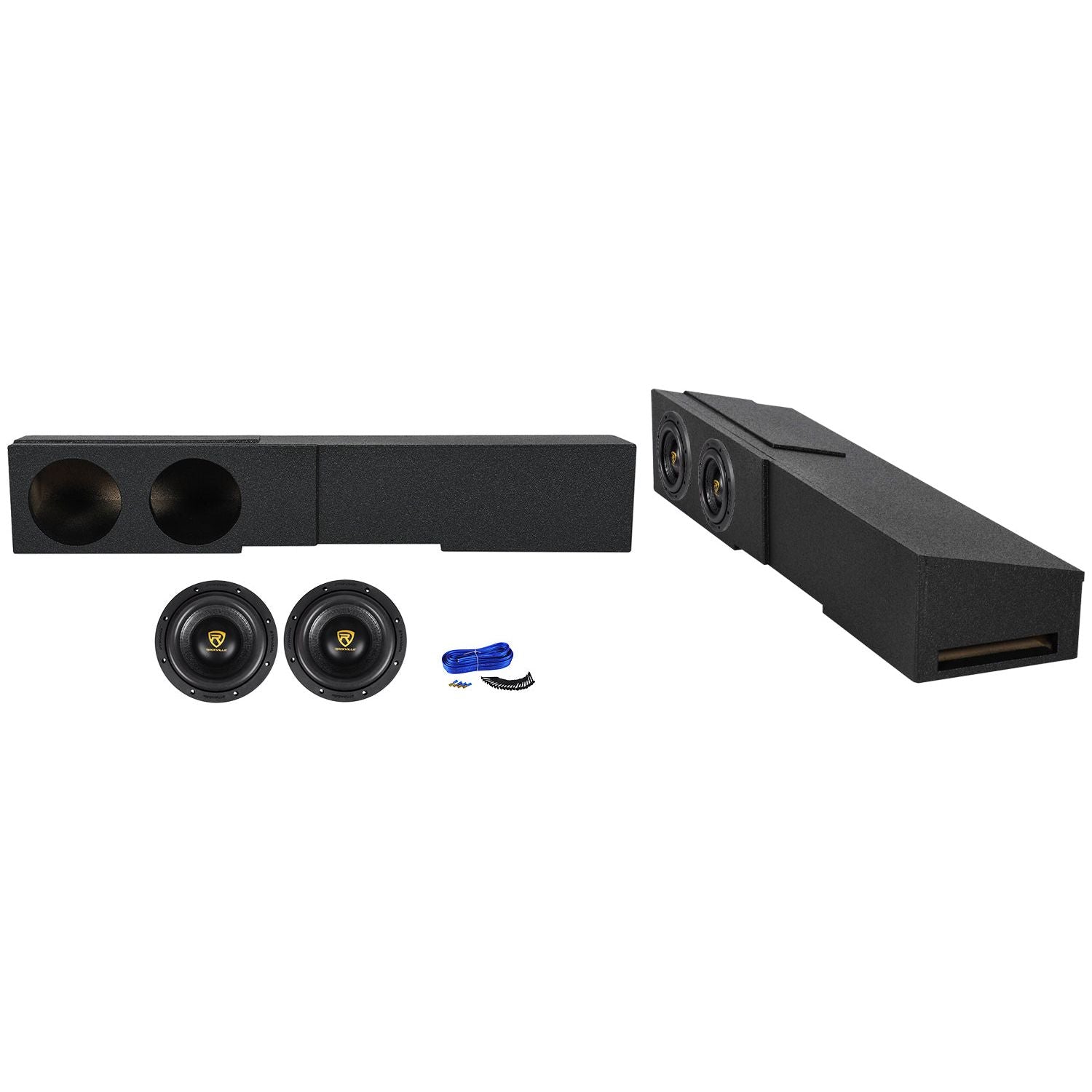 W8K9 8" Dual 4-Ohm Subwoofers 2-Pack + Dual 8" Chevy/GMC Crew Cab Box Bundle