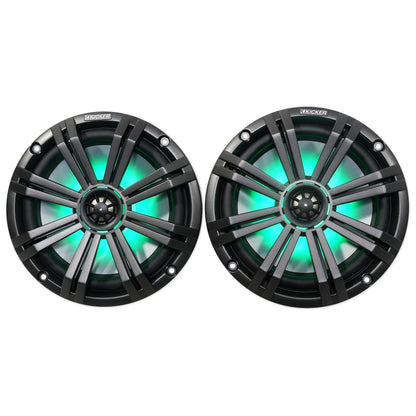 (2) Dual KICKER 45KM84L 8" 1200w Marine Boat LED Wakeboard Tower Speakers KM8