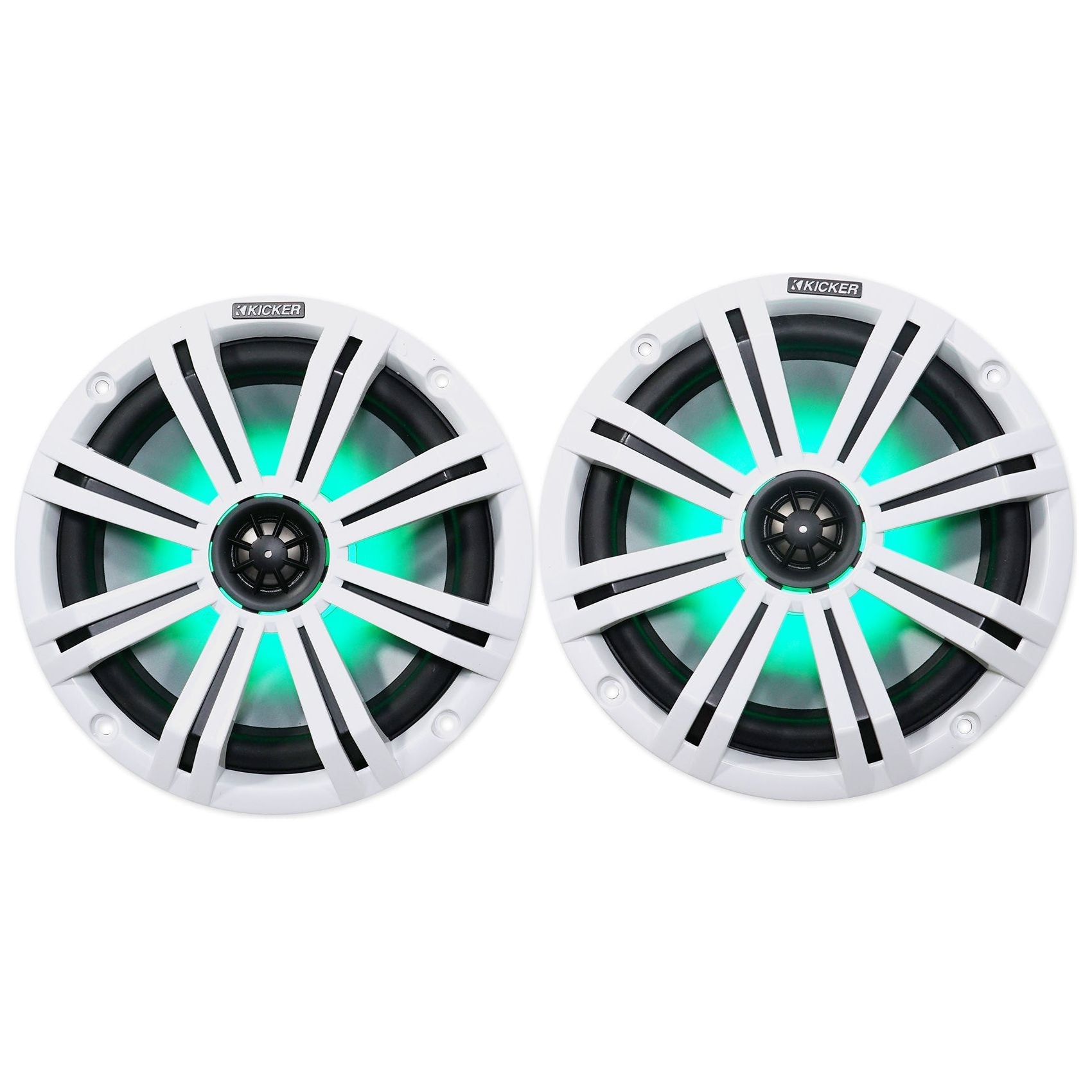 (2) Dual KICKER 45KM84L 8" 1200w Marine Boat LED Wakeboard Tower Speakers KM8
