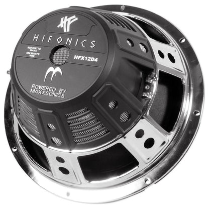 (2) Hifonics HFX12D4 12" 1600w DVC 4-Ohm Car Subwoofers+Sealed Sub Box Enclosure