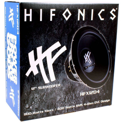 (2) Hifonics HFX12D4 12" 1600w DVC 4-Ohm Car Subwoofers+Sealed Sub Box Enclosure