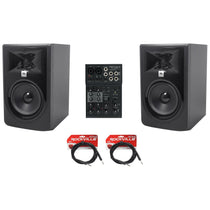(2) JBL 305P MkII 5" Powered Studio Monitors+USB Interface 4-Channel Mixer w/EQ
