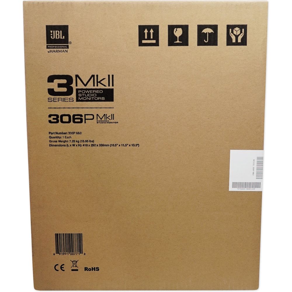 (2) JBL 306P MkII 6" Powered Studio Reference Monitors+Stands+Pads+XLR Cables