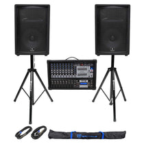 (2) JBL Pro JRX212 12" 2000w PA/DJ Speakers+Powered 12-Channel Mixer+Stands