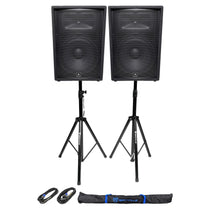 (2) JBL Pro JRX215 1000W 15" Passive PA Speakers + 2)Stands+2)Cables+Carry Case