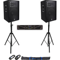 (2) JBL Pro JRX215 15" 2000w 8 Ohm PA/DJ Speakers+Crown Amplifier+Stands+Cables