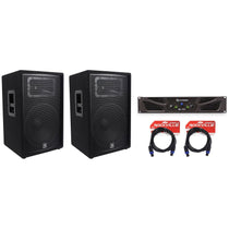 (2) JBL Pro JRX215 15" 2000w 8 Ohm PA/DJ Speakers+Crown Power Amplifier+Cables