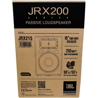 (2) JBL Pro JRX215 15" 2000w PA/DJ Speakers+Powered Mixer w/Bluetooth+Stands