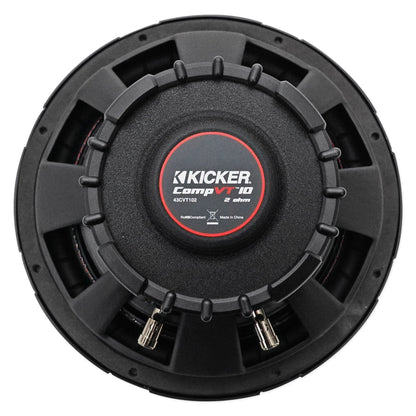 (2) Kicker 43CVT102 COMPVT 10" 1600w Shallow Subwoofers+Sealed Sub Box Enclosure