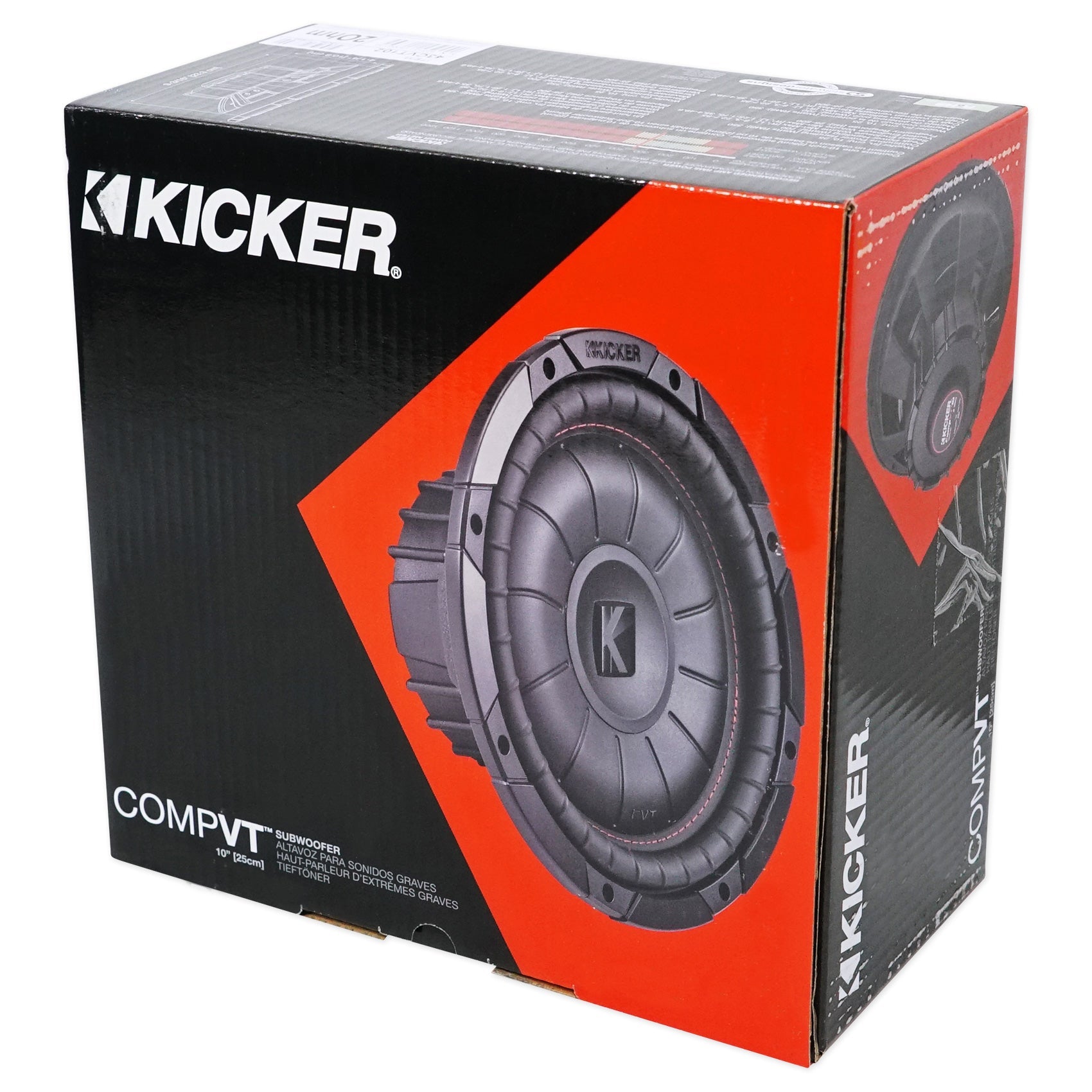 (2) Kicker 43CVT102 COMPVT 10" 1600w Shallow Subwoofers+Sealed Sub Box Enclosure