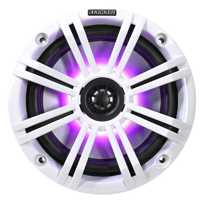 (2) KICKER 45KM654L 6.5" 390w Marine LED Speakers+2-Channel Amplifier+Amp Kit