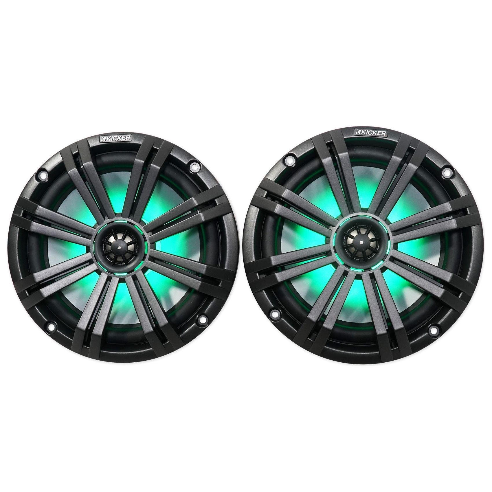 (2) KICKER 45KM84L 8" 600 Watt Marine Boat Wakeboard Tower Speakers w/LED's KM8