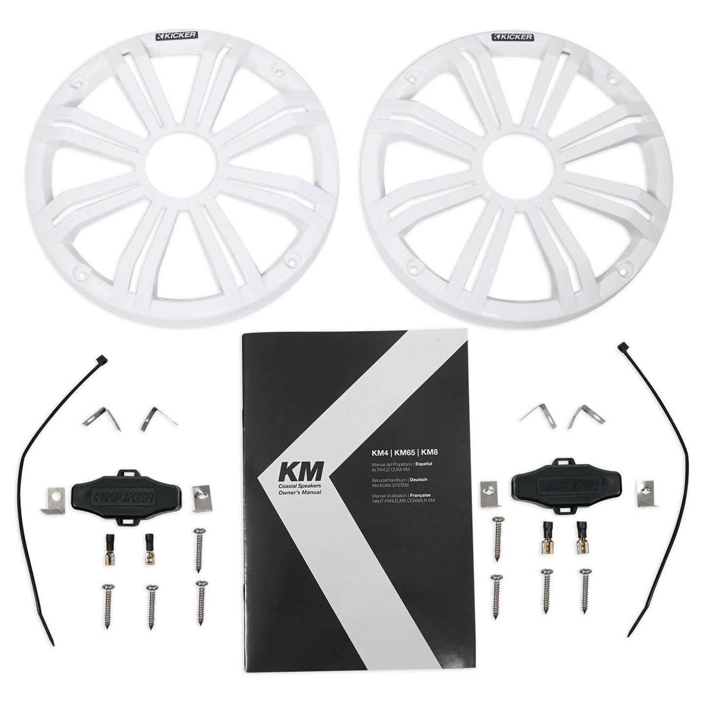 (2) KICKER 45KM84L 8" 600 Watt Marine Boat Wakeboard Tower Speakers w/LED's KM8