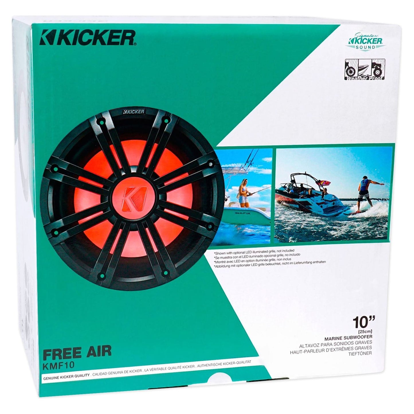 (2) KICKER 45KMF104 10" 350w Free-Air Marine Boat Subwoofers+Amplifier+Amp Kit