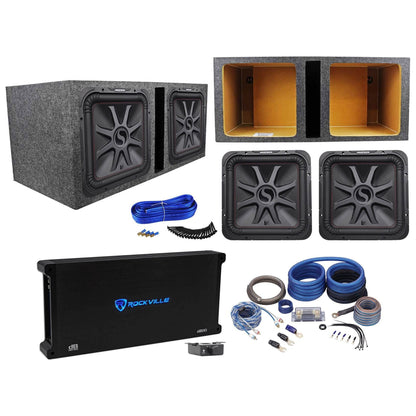(2) KICKER 45L7R152 15" 3600w L7R Car Subwoofers+Vented Box+Amplifier+Amp Kit