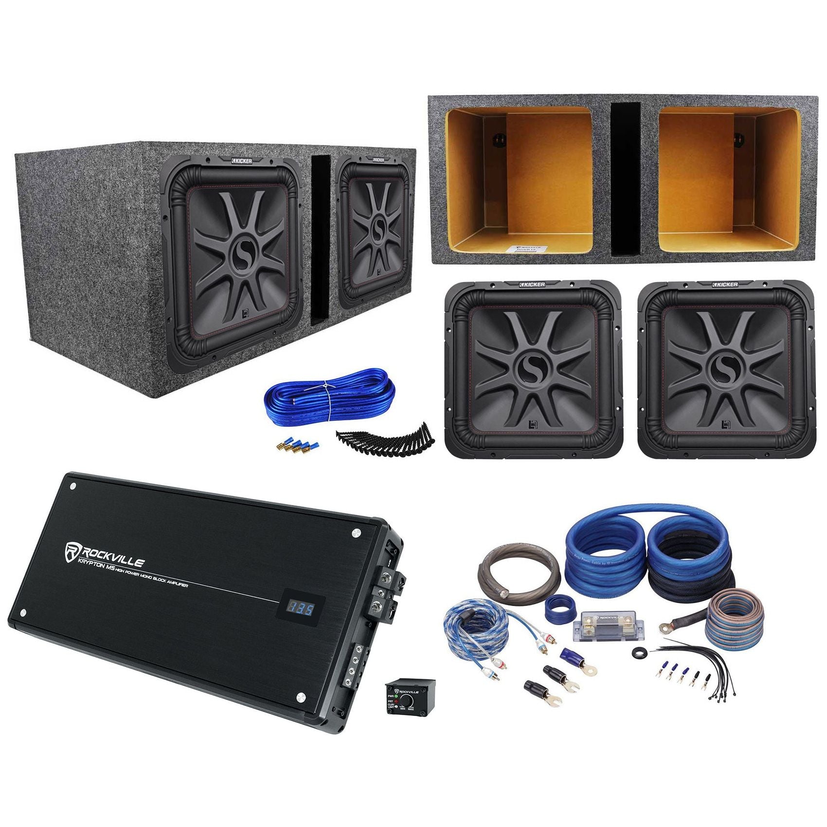2) KICKER 45L7R102 10 2000w L7R Car Subwoofers Solo-Baric Subs+Enclosure Box Au