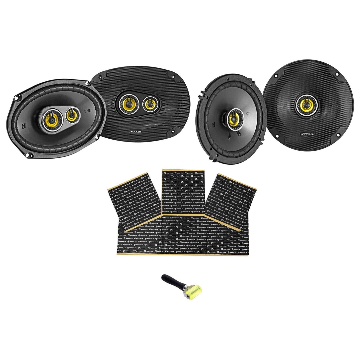 (2) Kicker 46CSC654 6.5"+(2) Kicker 46CSC6934 6x9" Car Audio Speakers + Rockmat