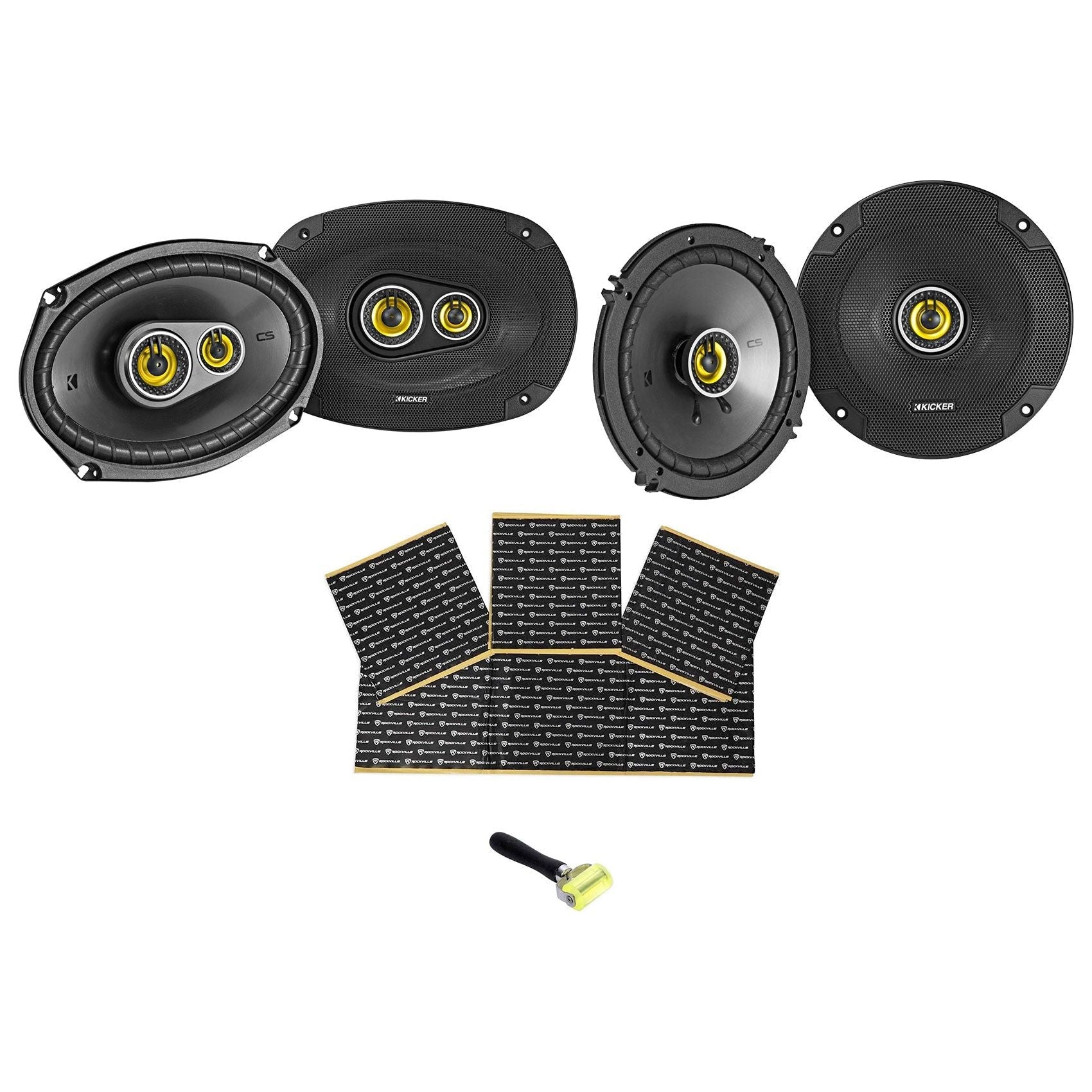 (2) Kicker 46CSC654 6.5"+(2) Kicker 46CSC6934 6x9" Car Audio Speakers + Rockmat