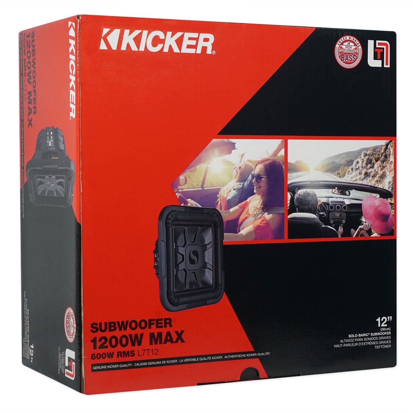 (2) KICKER 46L7T122 12" 1200w L7T Subwoofers Solo-Baric Subs+Amp+Vented Sub Box