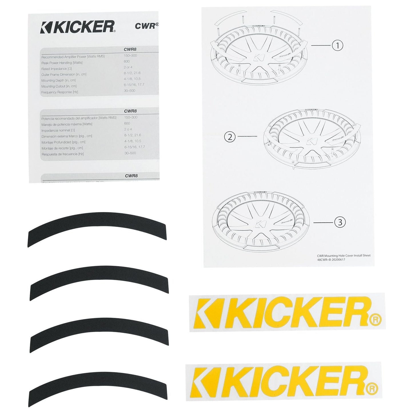 (2) Kicker 48CWR102 COMPR10 10" 1600 Watt Subwoofers+Mono Amplifier+Amp Kit
