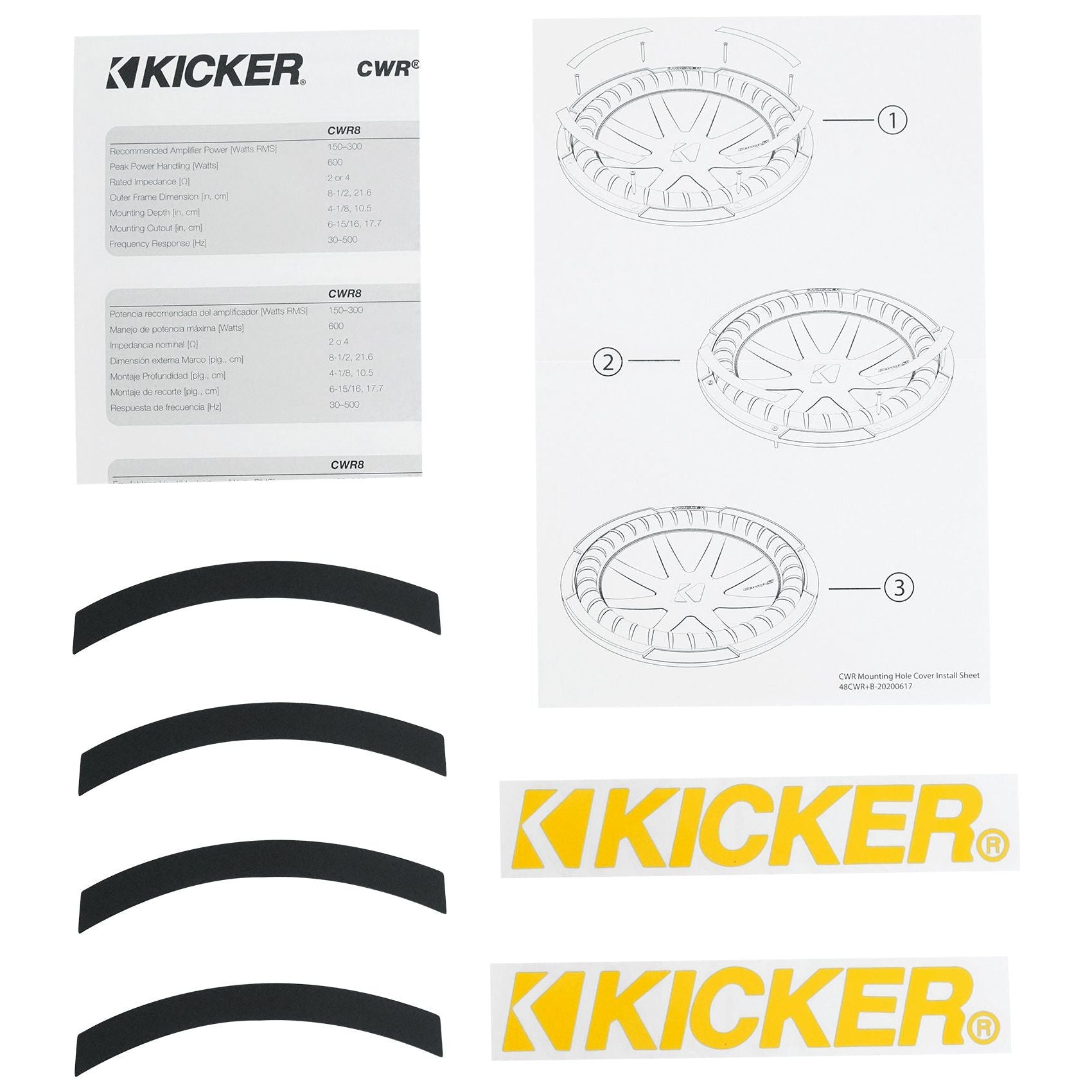 (2) Kicker 48CWR102 COMPR10 10" 1600 Watt Subwoofers+Mono Amplifier+Amp Kit