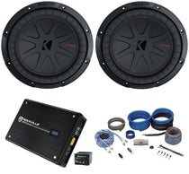 (2) Kicker 48CWR104 COMPR10 10" 1600 Watt Subwoofers+Mono Amplifier+Amp Kit