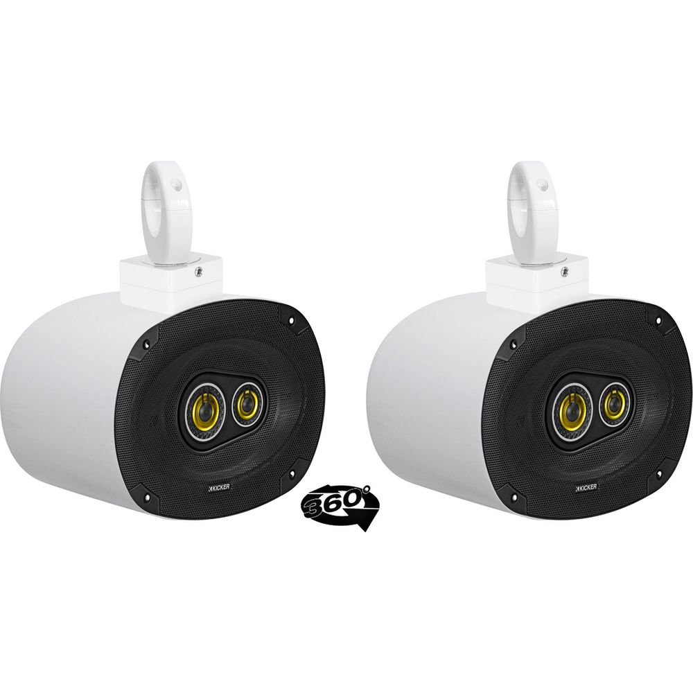 MAC69W White 6x9" Tower Speaker Pods 2-Pack + MAC360W Swivel Clamps Bundle