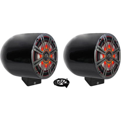 MAC65B Black 6.5" Tower Speaker Pods 2-Pack + 6.5" LED Marine Speakers Bundle