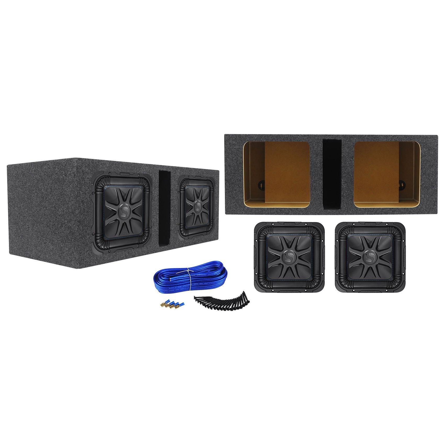 (2) Kicker L7S102 L7 10" 2400 Watt Solobaric Car Subwoofers + Sub Box 44L7S10-2