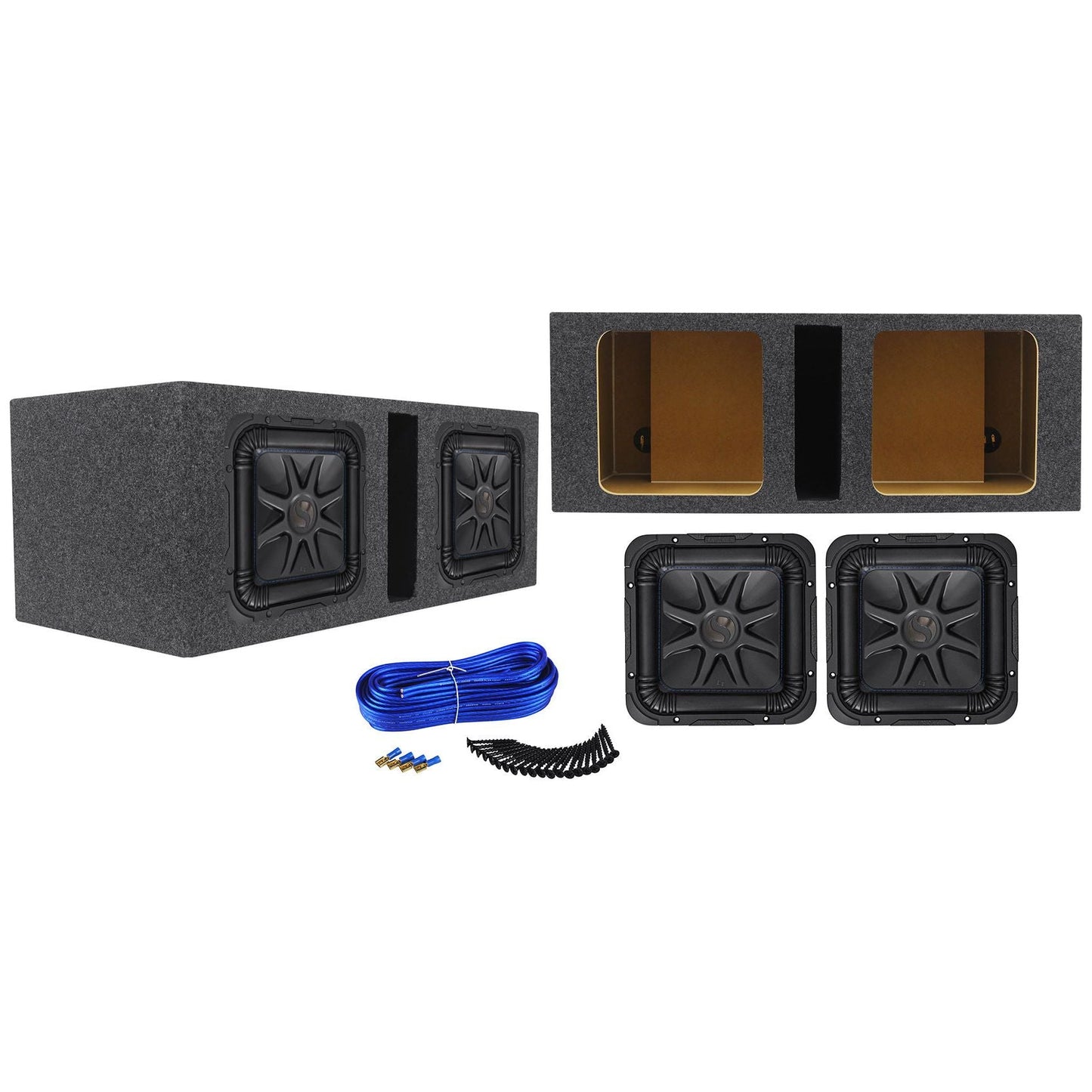 (2) Kicker L7S104 10" 2400 Watt solobaric L7S Car Subwoofers + Sub Box 44L7S10-4