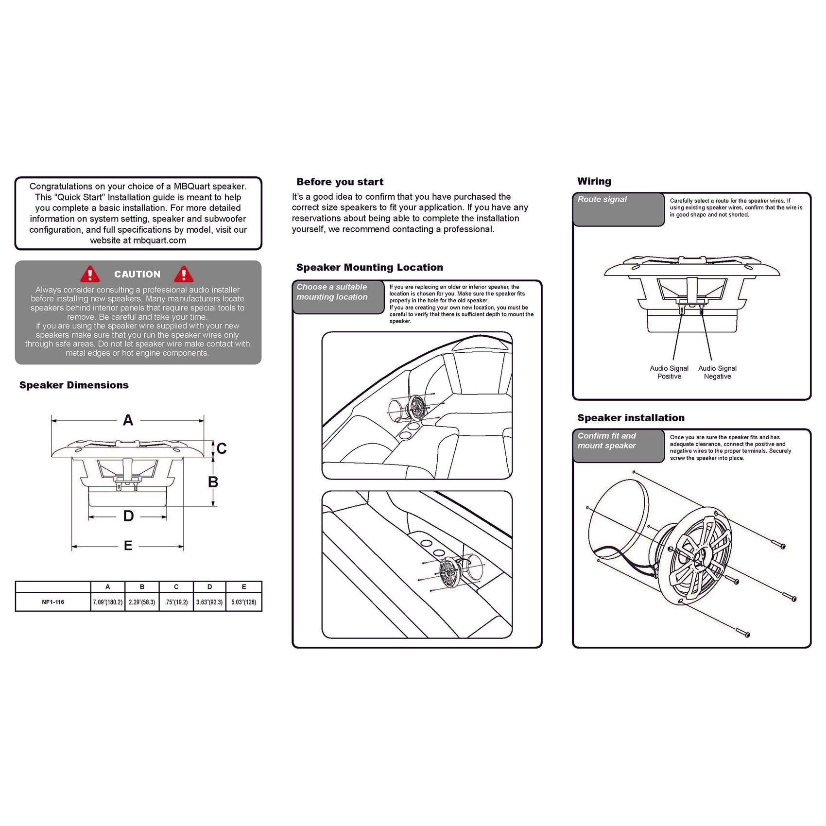 (2) MB QUART NF1-116 6.5" 80 Watt Marine Wakeboard Tower Speakers For Boat