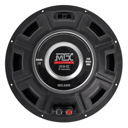 (2) MTX 3510-02 10" 1000w SVC 2-ohm Car Audio Subwoofers+Mono Amplifier+Amp Kit