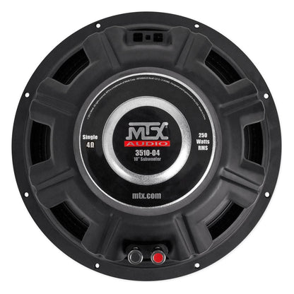 (2) MTX 3510-04 10" 1000w SVC 4-ohm Car Audio Subwoofers+Mono Amplifier+Amp Kit