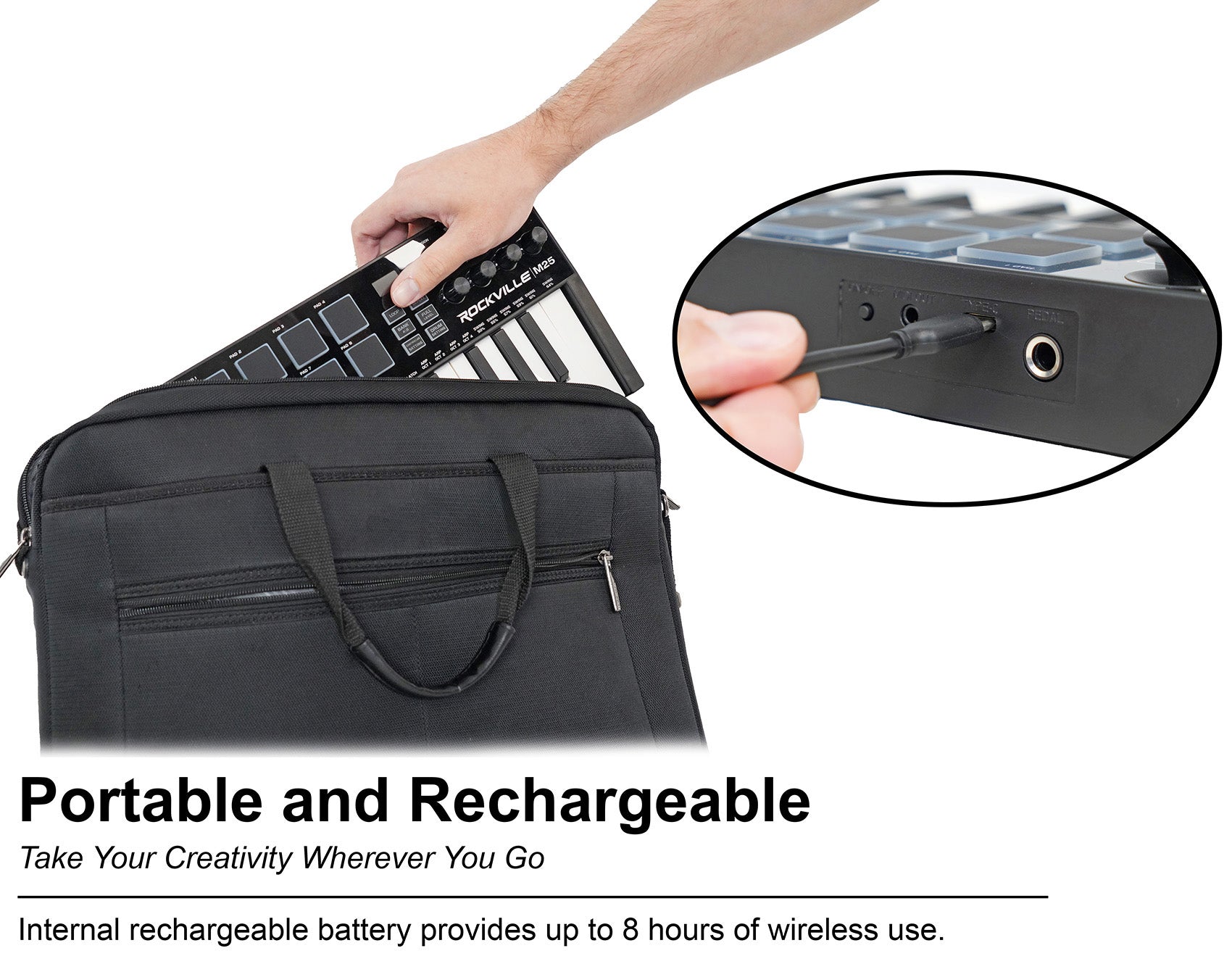 M25 Black Wireless MIDI Keyboard 25-Key + PRO‑M50 Headphones Bundle