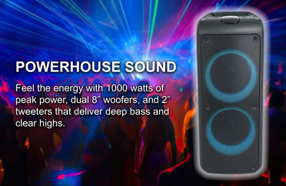 ROCK PARTY 9 Party Speaker Karaoke Bundle with Wireless  Microphones