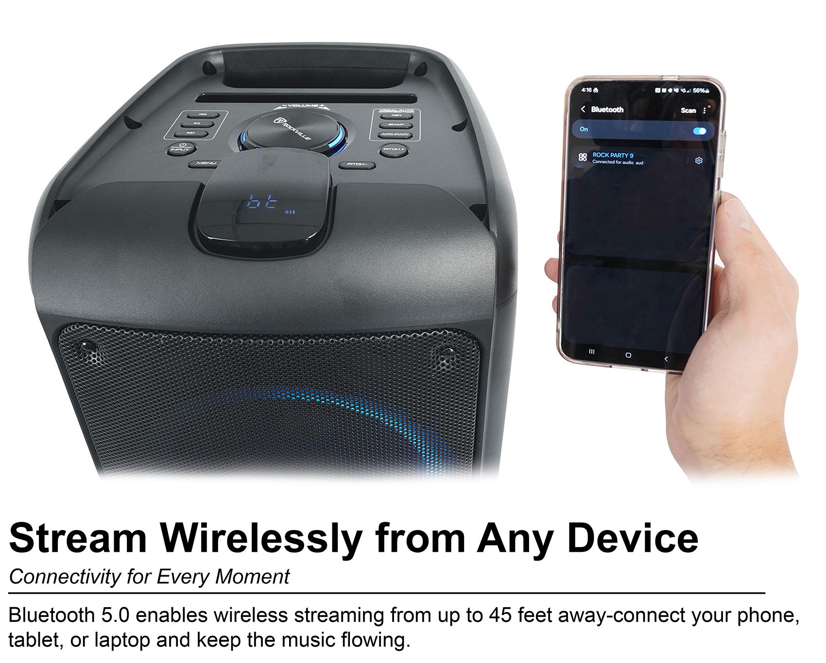 ROCK PARTY 9 Party Speaker Karaoke Bundle with 2 Microphones