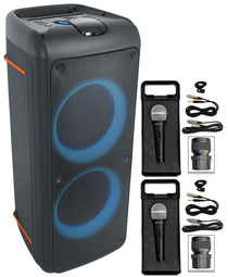 ROCK PARTY 9 Party Speaker Karaoke Bundle with 2 Microphones