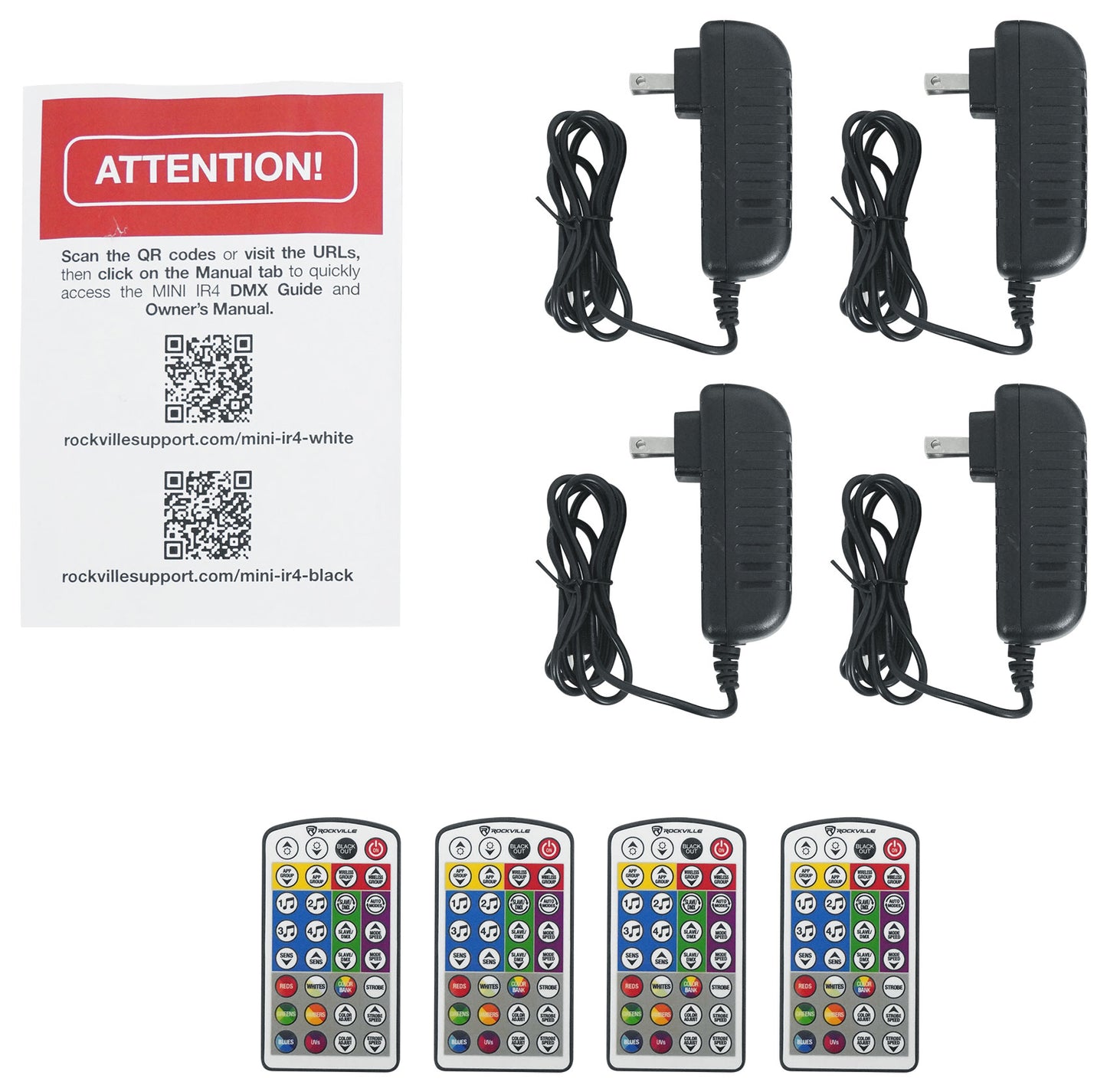 MINI IR4 Black 4-Pack + ROCKFORCE W2 DMX Controller Bundle