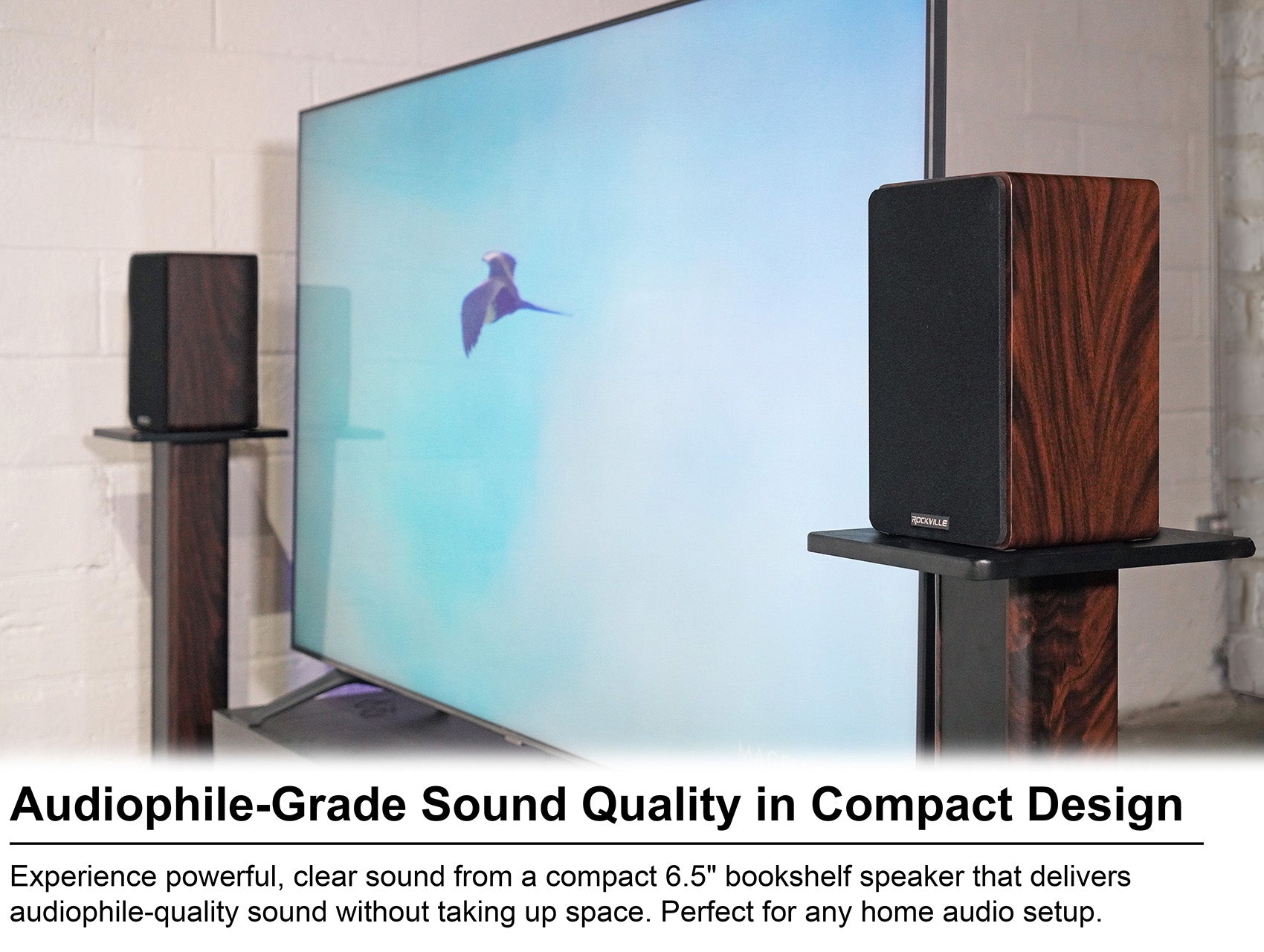 RockShelf 68D Dark Wood 2-Pack + SS28D Stands + FLX Dark Wood Bundle