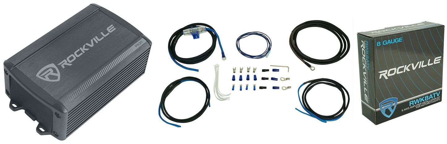 PS20 Micro Amplifier + RWK8ATV 8GA Amp Kit Bundle