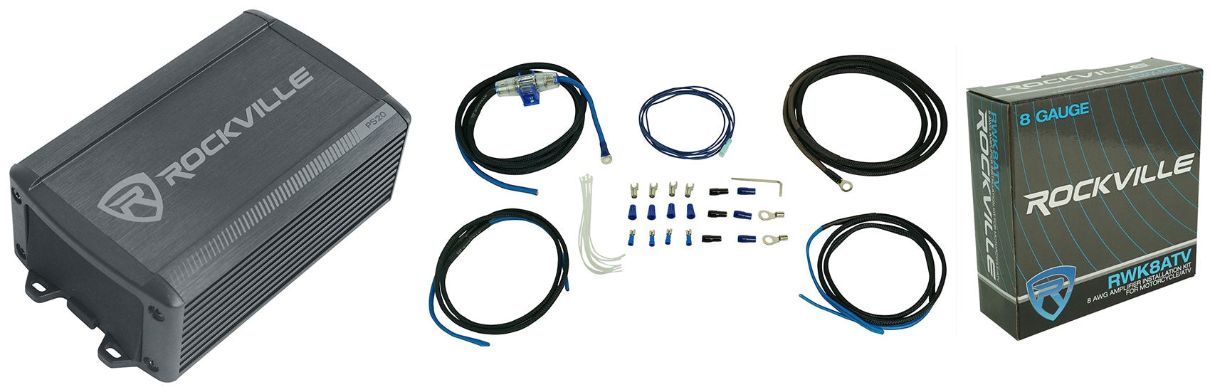 PS20 Micro Amplifier + RWK8ATV 8GA Amp Kit Bundle