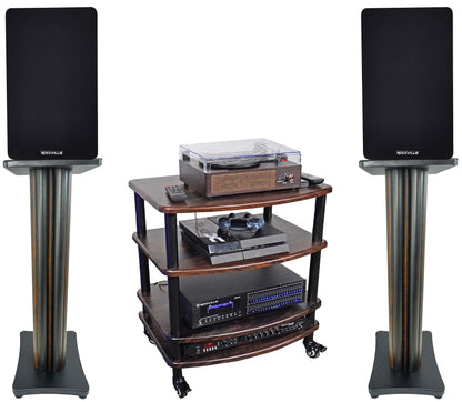 RockShelf 68D Dark Wood 2-Pack + SS28D Stands + FLX Dark Wood Bundle