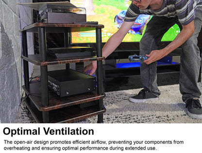 RockShelf 68D Dark Wood 2-Pack + SS28D Stands + FLX Dark Wood Bundle