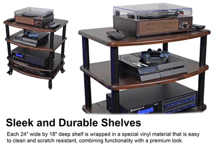 RockShelf 68D Dark Wood 2-Pack + SS28D Stands + FLX Dark Wood Bundle