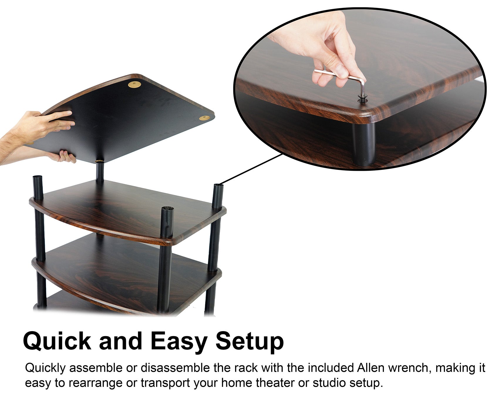 RockShelf 68D Dark Wood 2-Pack + SS28D Stands + FLX Dark Wood Bundle