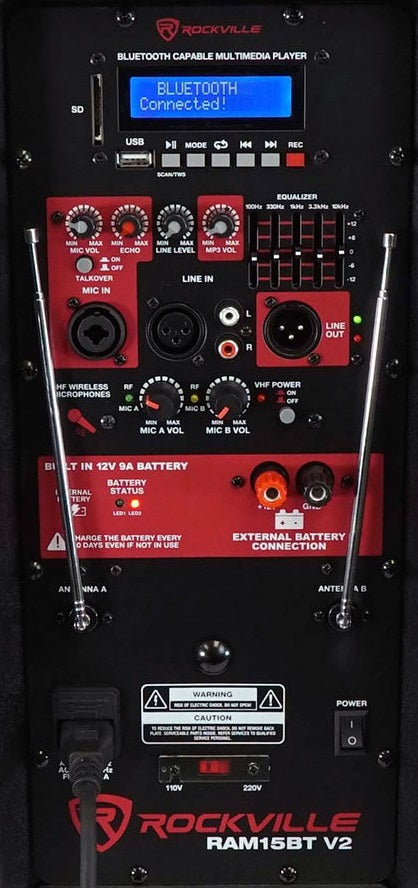 Rockville RAM15BT AMP PLATE Powered 800W Bluetooth Amp Plate for PA/DJ Speakers