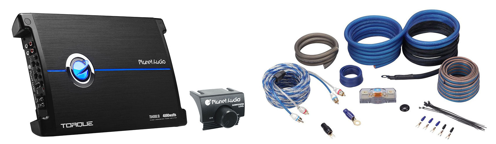 Planet Audio TR4000.1D 4000 Watt Class D 1-Ohm Mono Car Amplifier+Amp Kit