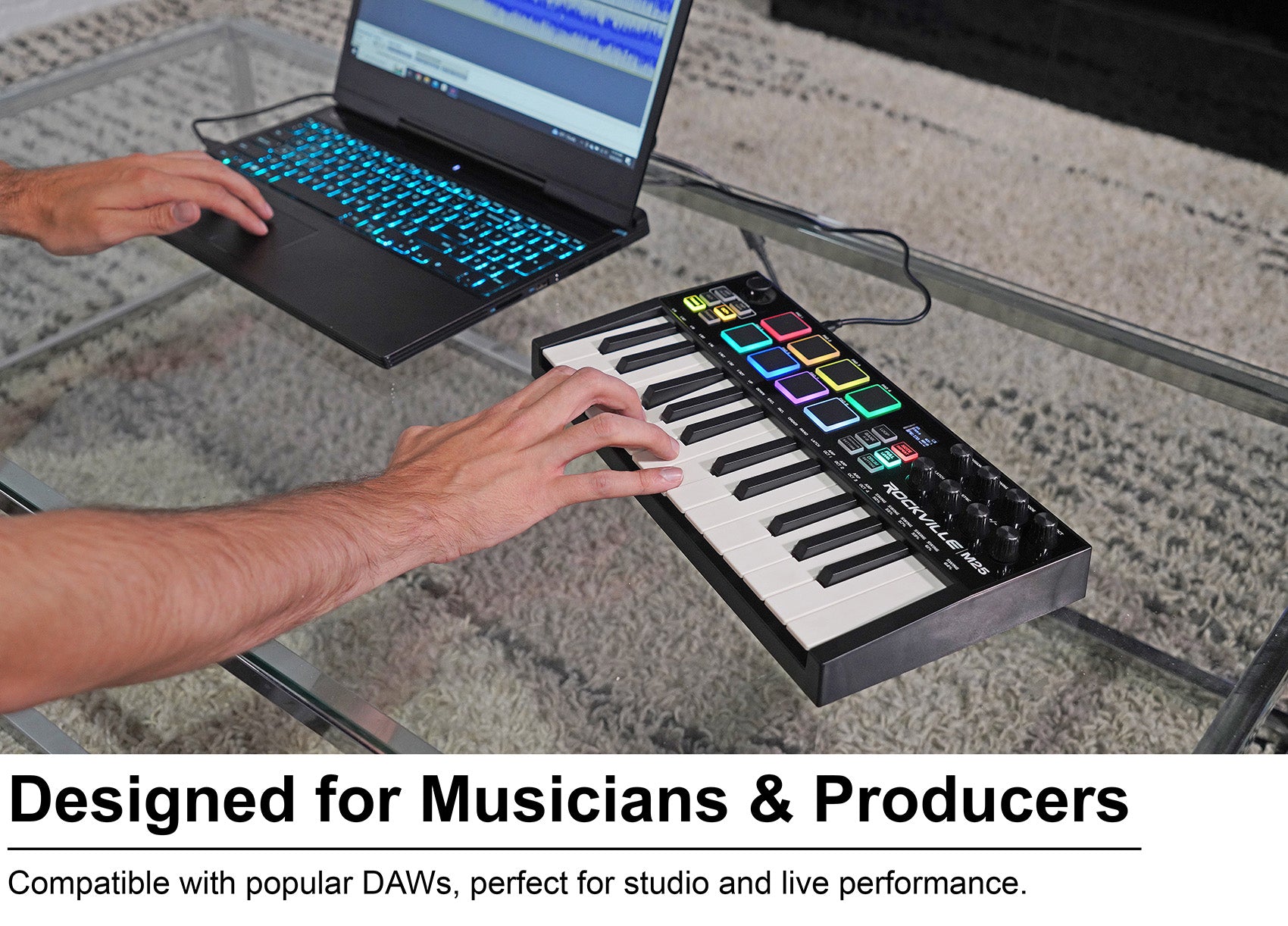 M25 Black Wireless MIDI Keyboard 25-Key + MCB16 Controller Bag Bundle