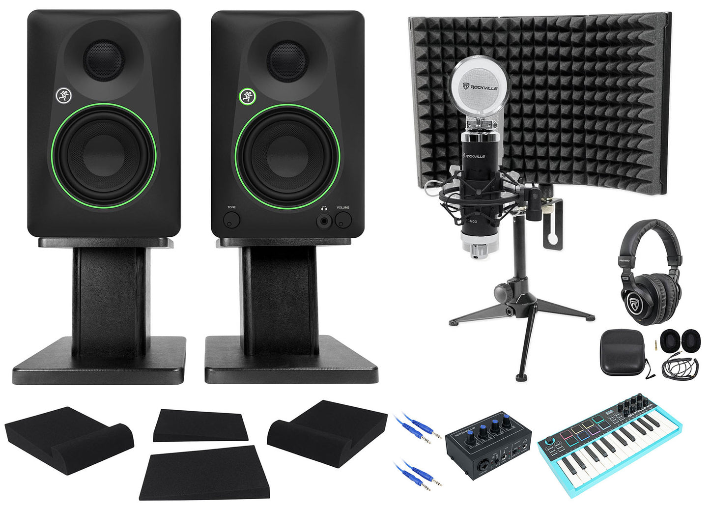 Mackie Studio Recording Kit w/CR3.5 Monitors+Interface+Controller+Mic+Headphones