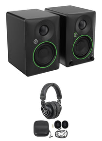 Pair Mackie CR3.5BT 3.5" Powered Studio Monitors w/ Tone Control+Headphones